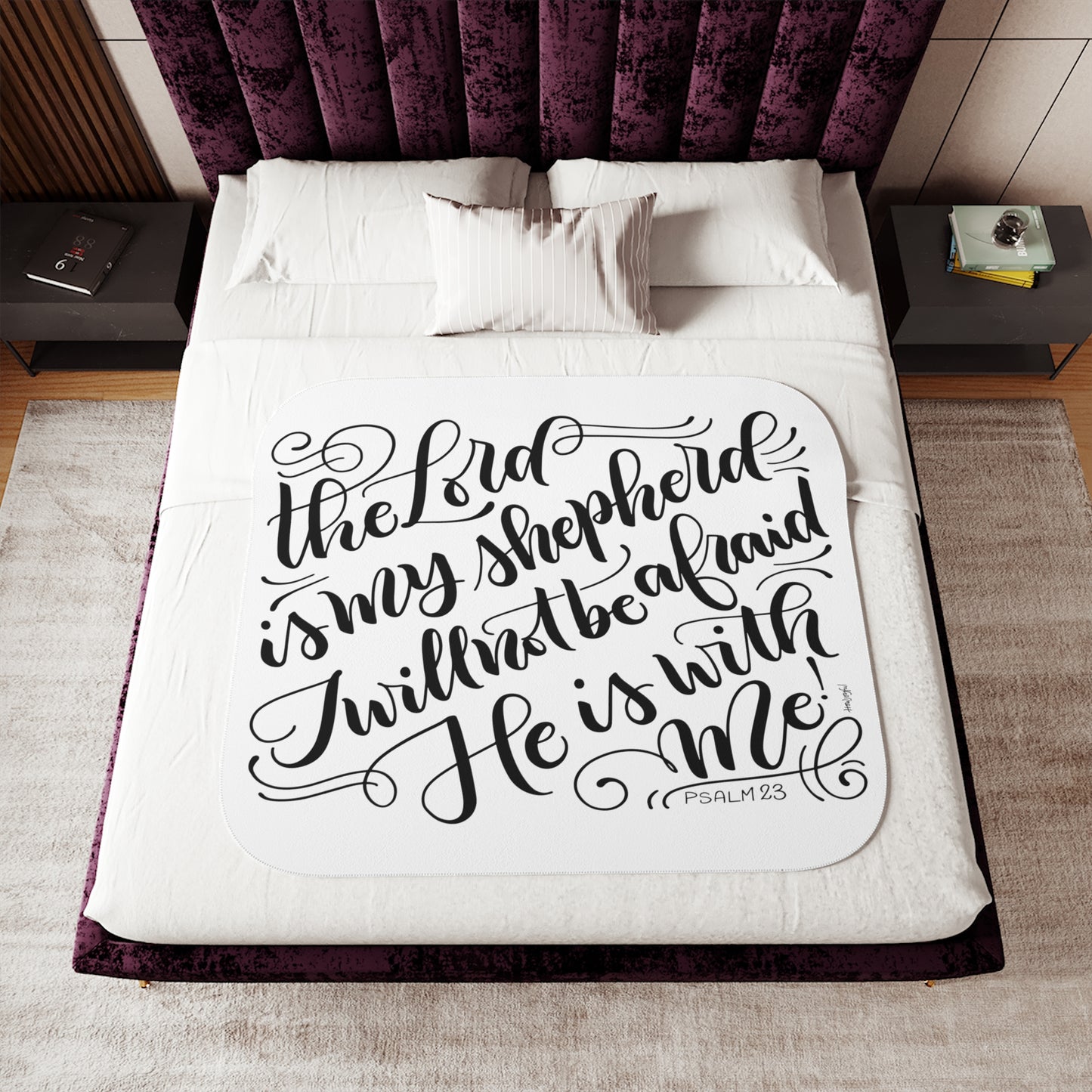The Lord is my shepherd - Psalm 23 - Sherpa Blanket - howjoyfulshop