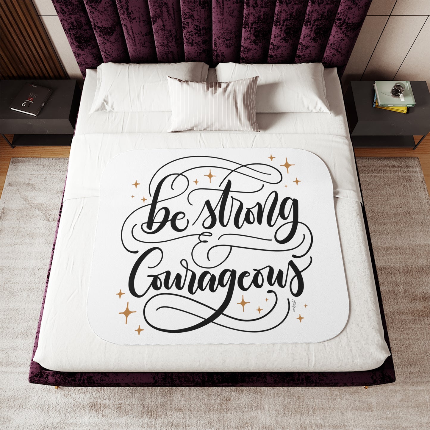 Be strong & courageous - Sherpa Blanket - howjoyfulshop