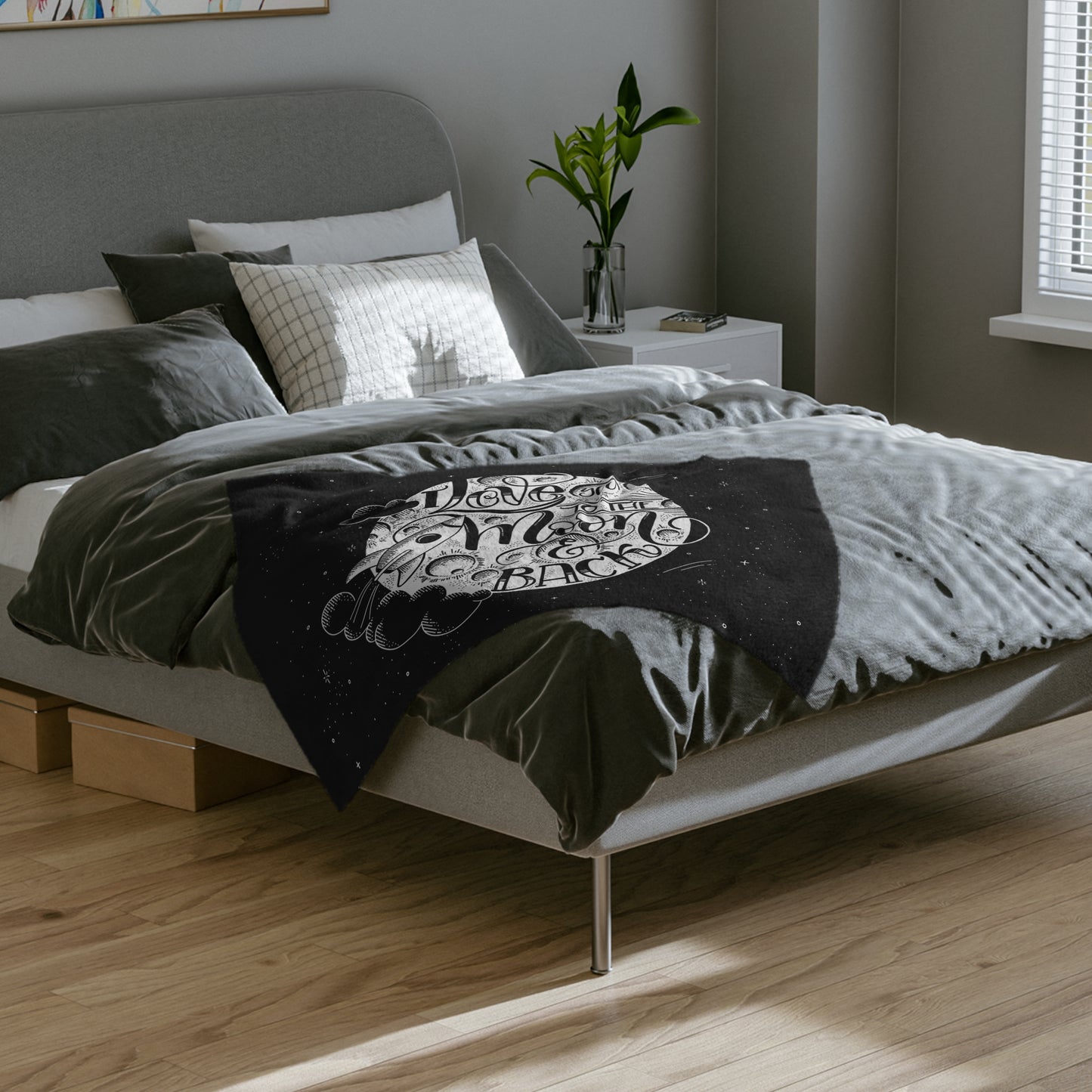 I love you to the moon and back - Velveteen Blanket - howjoyfulshop