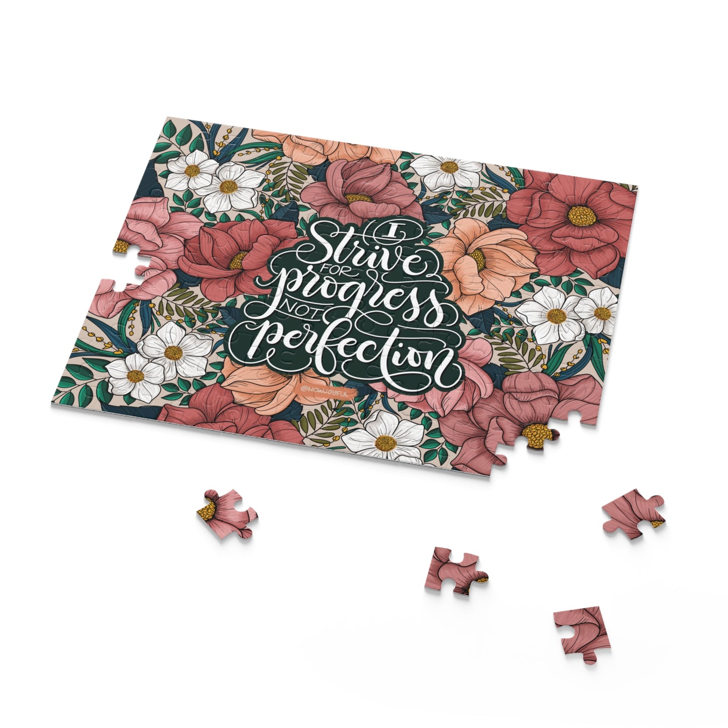 I strive for progress not perfection - Affirmation Puzzle - howjoyfulshop