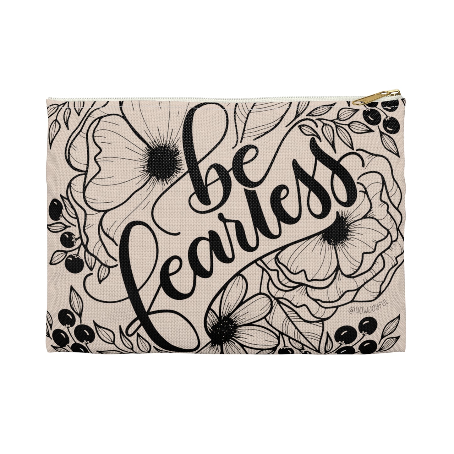 Be Fearless - Tan Zipped Pouch - howjoyfulshop