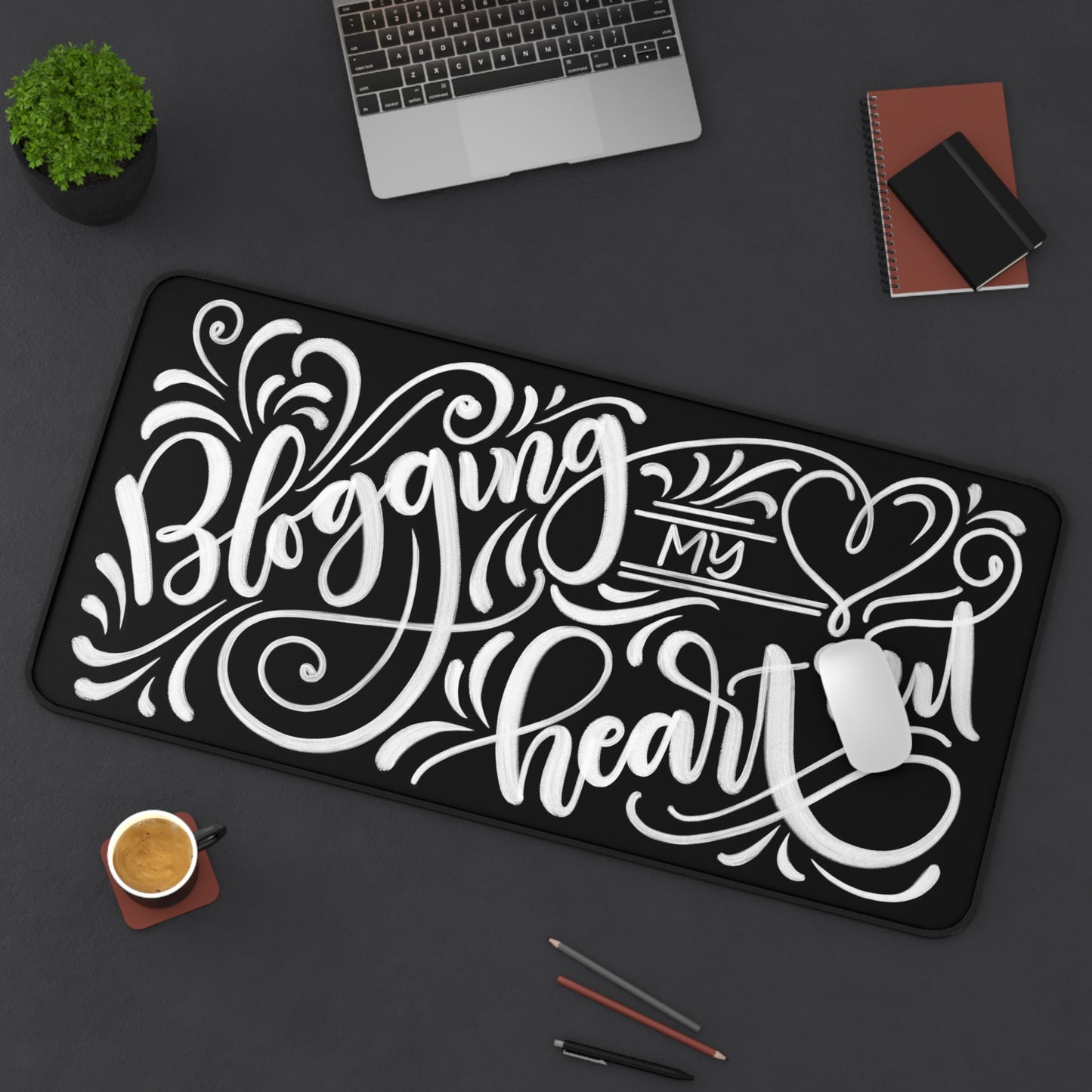 Blogging my heart out - Desk Mat - howjoyfulshop