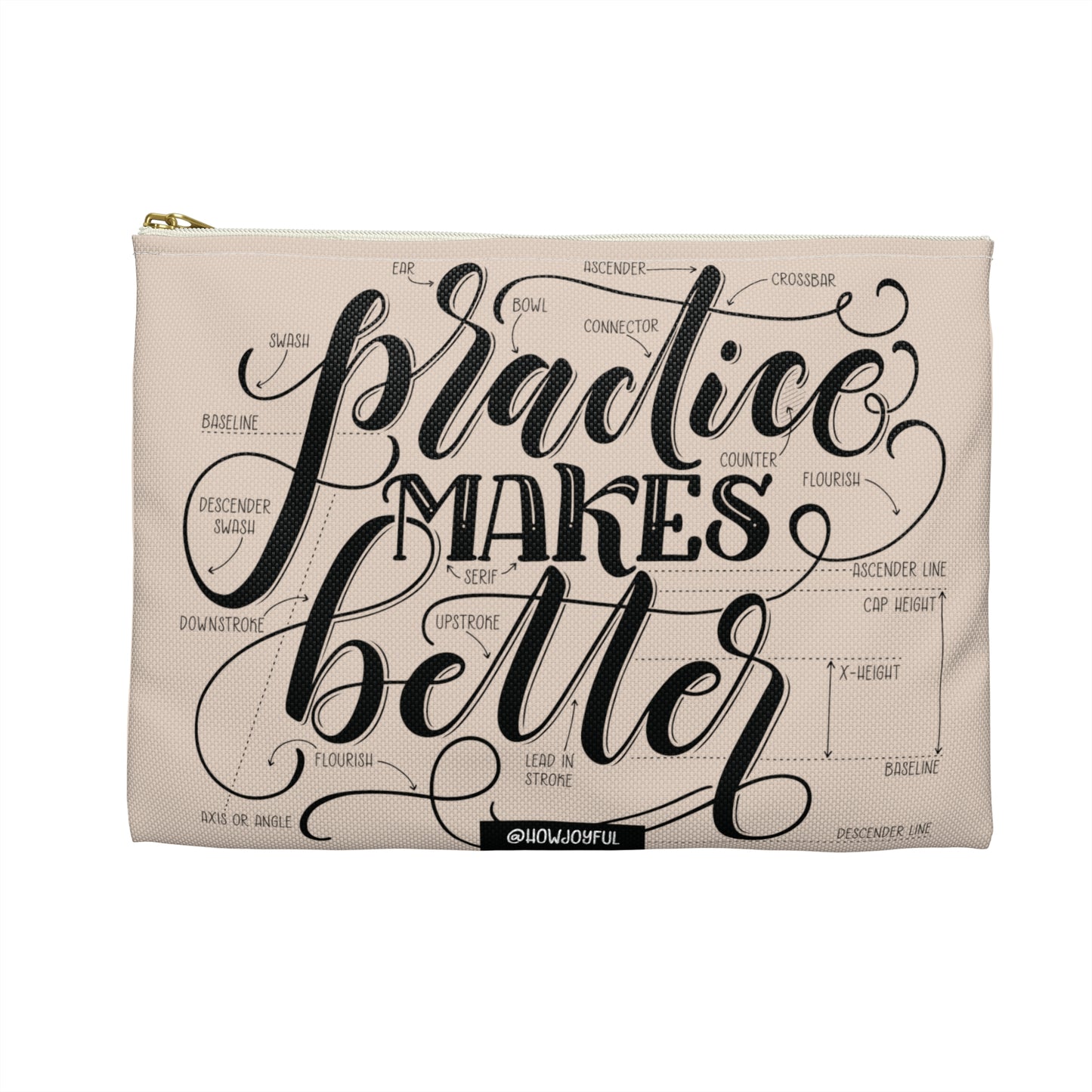 Practice makes better - Tan Zipped Pouch - howjoyfulshop