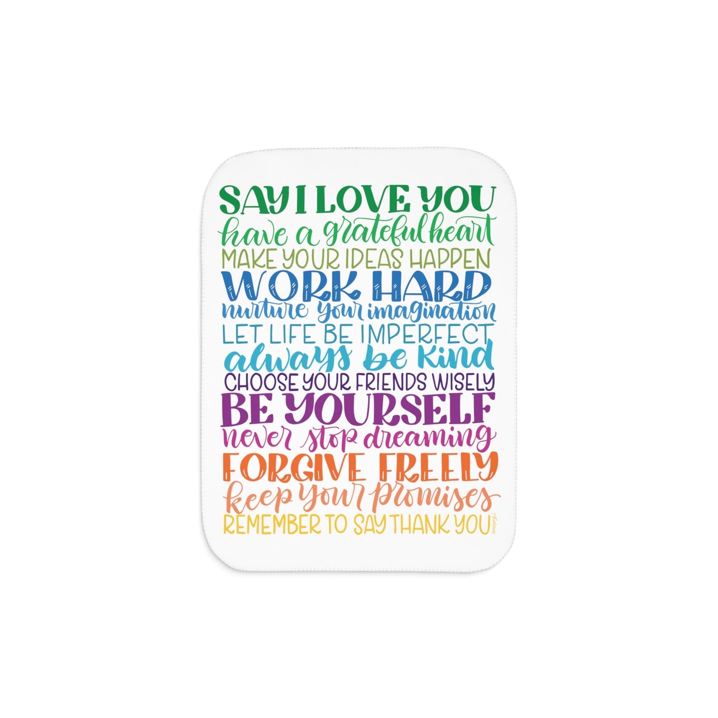 Rainbow Encouraging Family Rules - Sherpa Blanket - howjoyfulshop