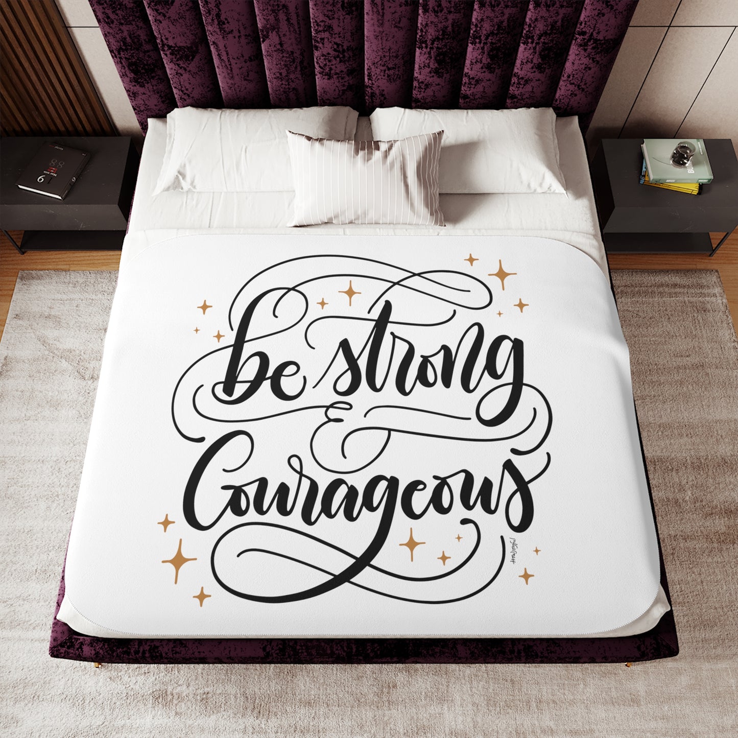 Be strong & courageous - Sherpa Blanket - howjoyfulshop