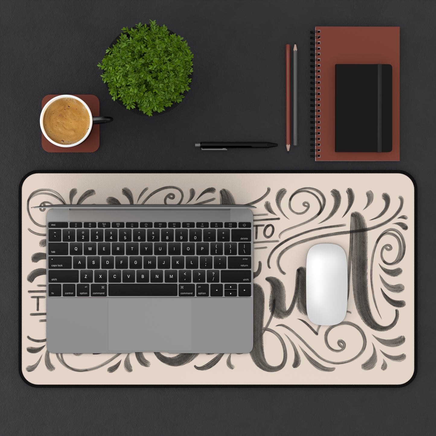 Too legit to quit - Tan Desk Mat - howjoyfulshop