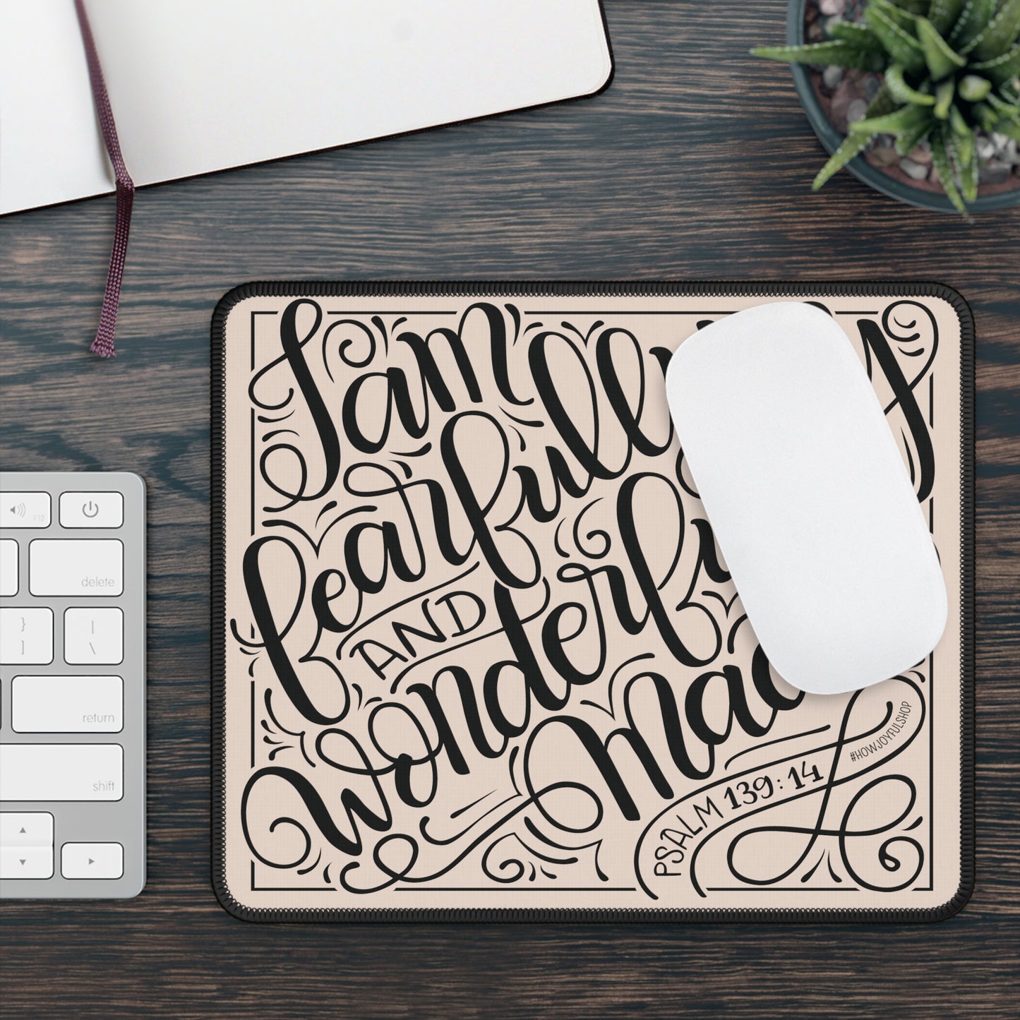 I am fearfully and wonderfully made - Tan Mousepad - howjoyfulshop