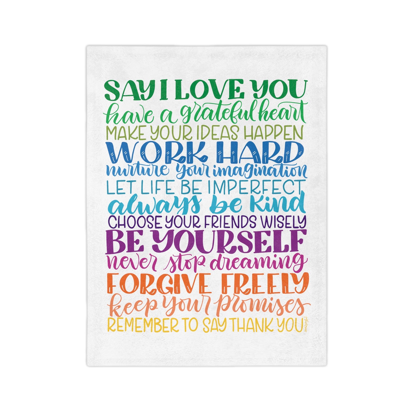 Rainbow Encouraging Family Rules - Velveteen Blanket - howjoyfulshop