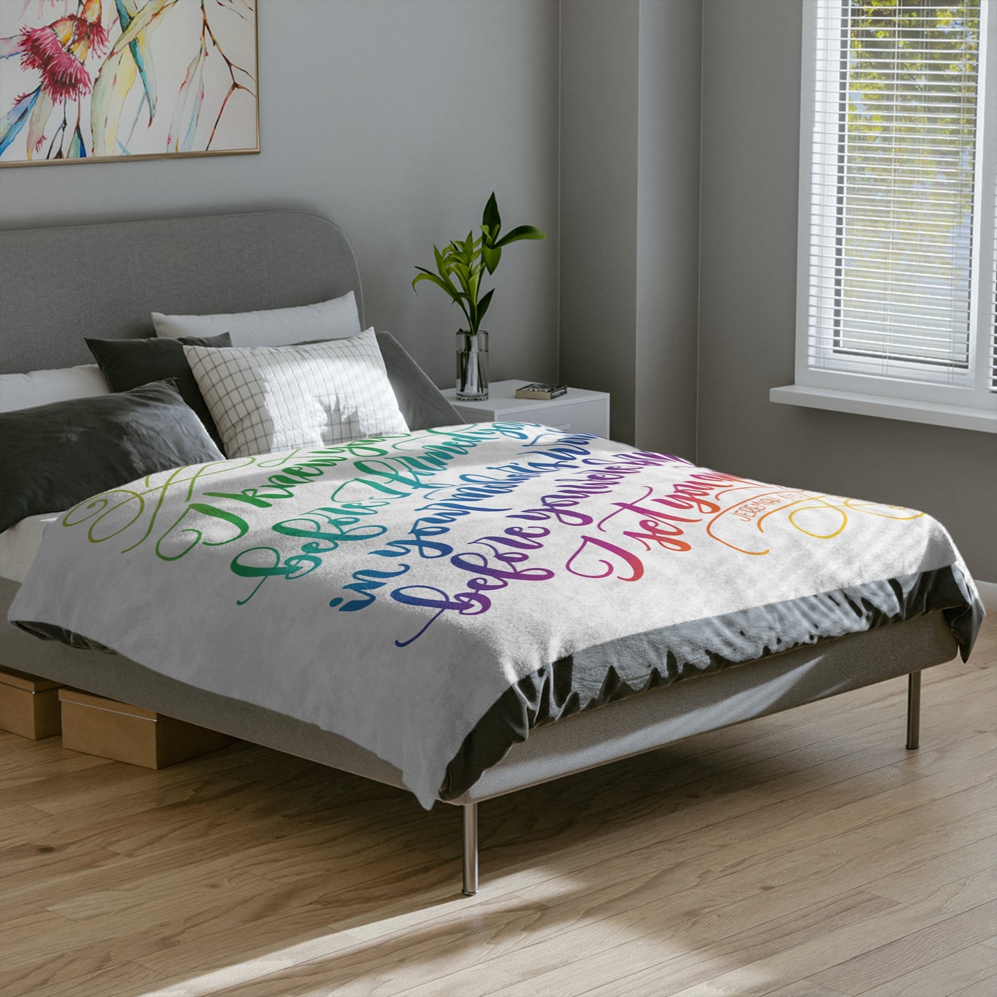 I knew you before I formed you - Jeremiah 1:5 - Rainbow Velveteen Blanket - howjoyfulshop