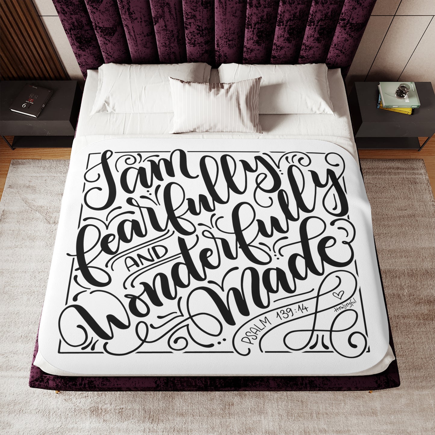 I am fearfully and wonderfully made - Psalm 139:14 - Sherpa Blanket - howjoyfulshop