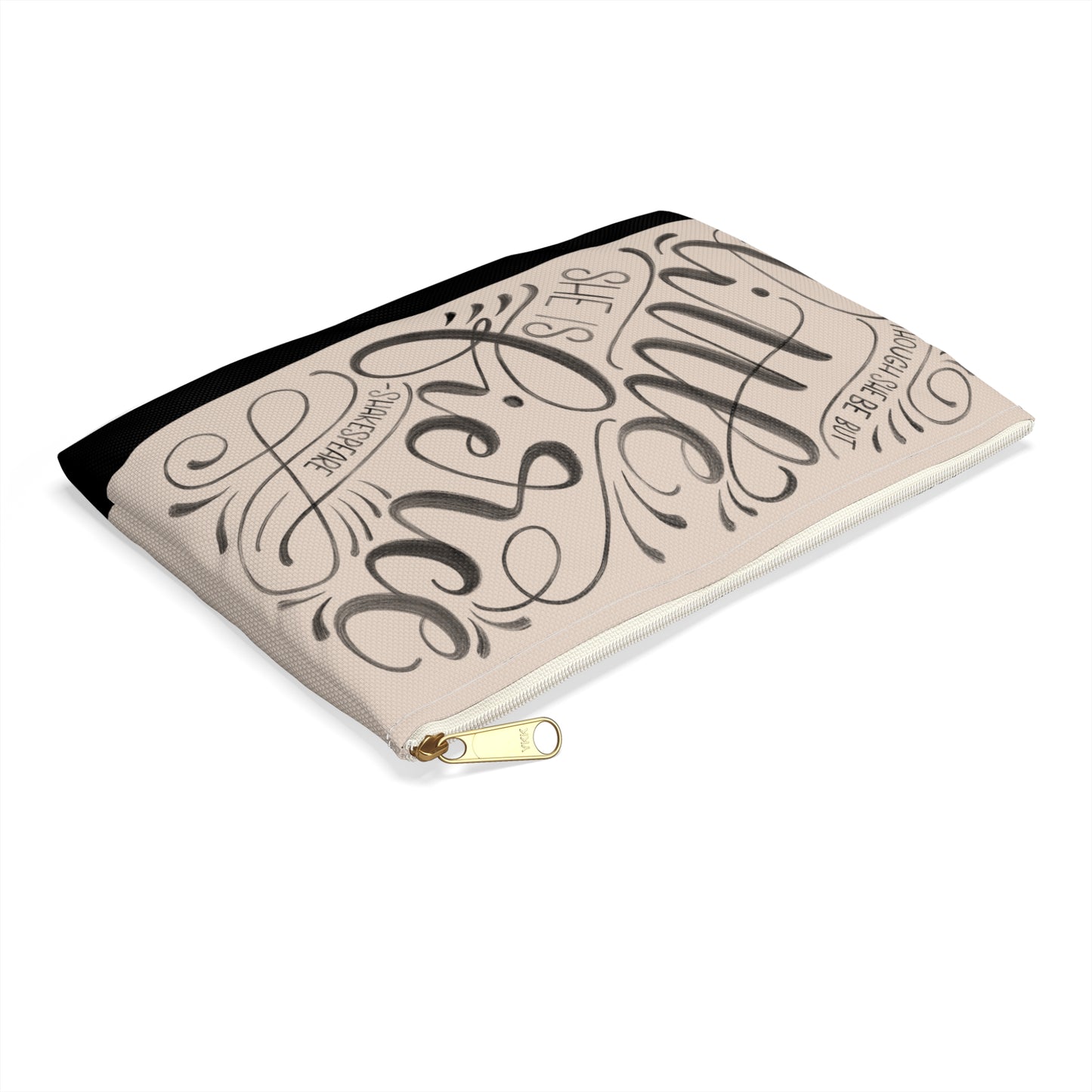 Though she be but little she is fierce - Tan Zipped Pouch - howjoyfulshop