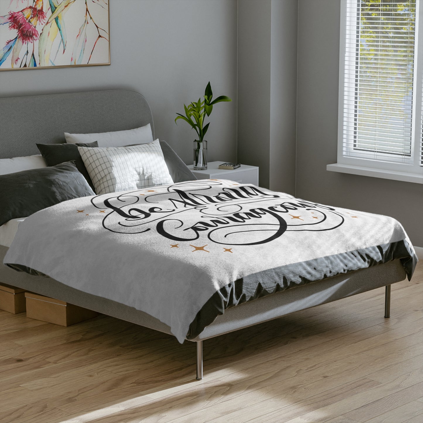 Be strong & courageous - Velveteen Blanket - howjoyfulshop
