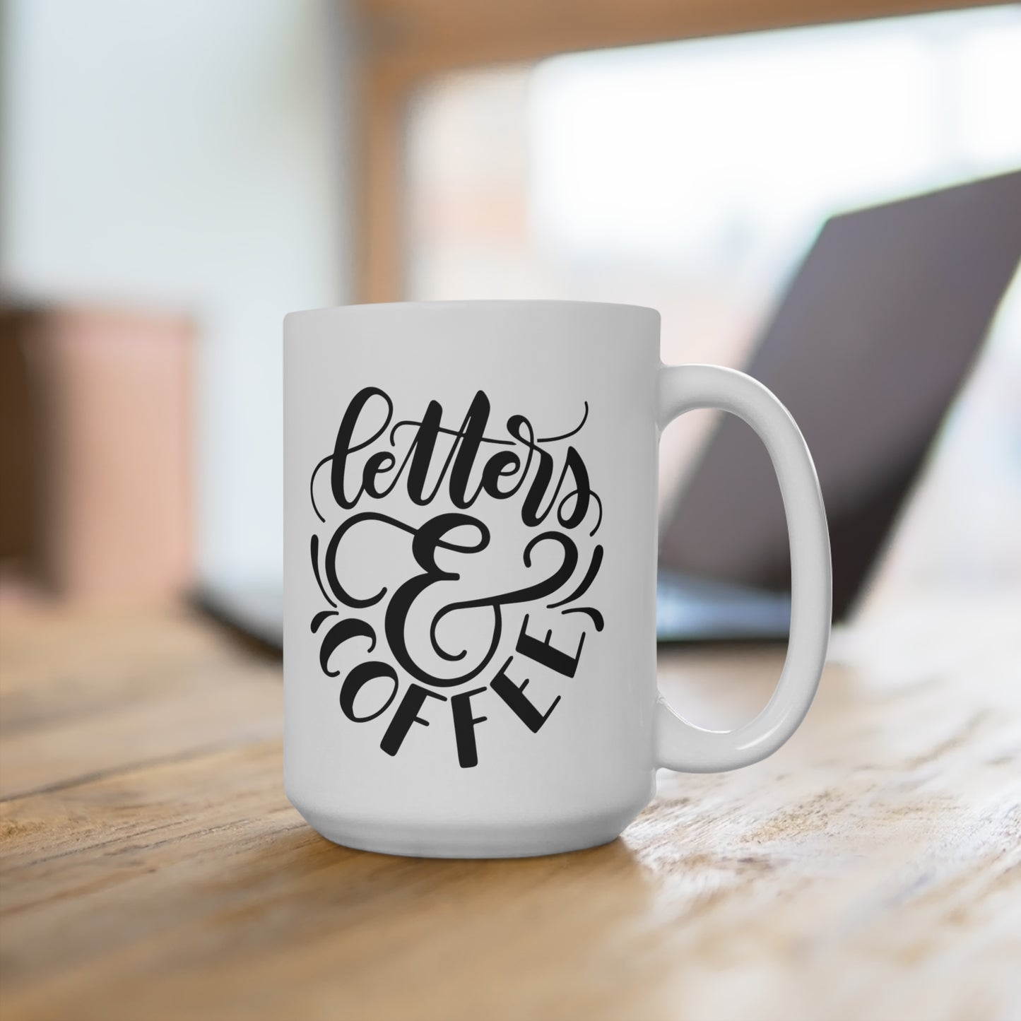 Letters and coffee - 15oz Mug - howjoyfulshop