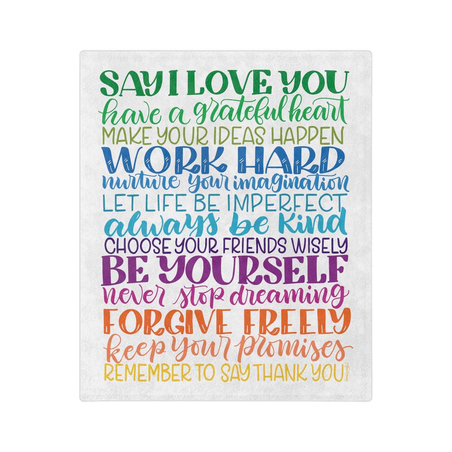 Rainbow Encouraging Family Rules - Velveteen Blanket - howjoyfulshop
