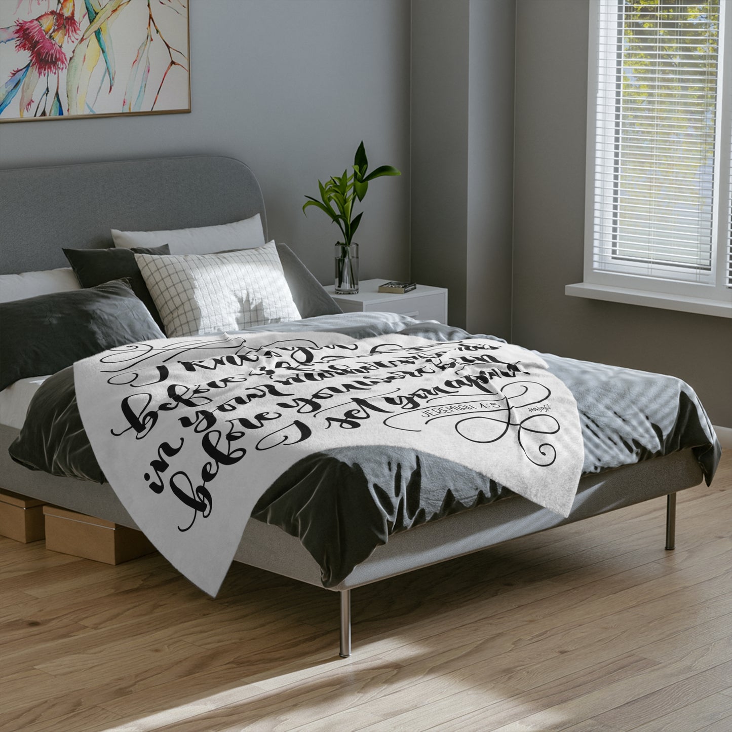 I knew you before I formed you in your mother's womb - Jeremiah 1:5 - Velveteen Blanket - howjoyfulshop