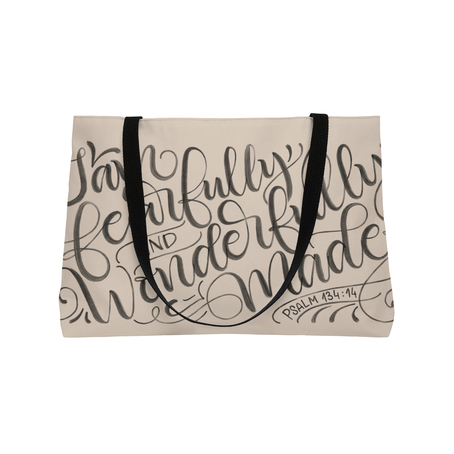 I am fearfully and wonderfully made - Tan Weekender Tote Bag - howjoyfulshop