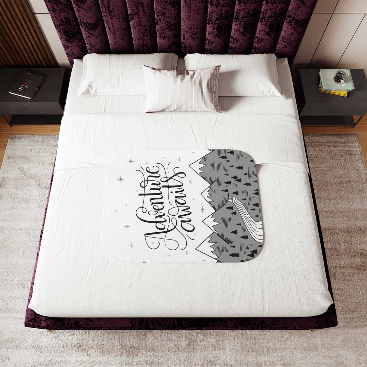 Adventure awaits mountains - Sherpa Blanket - howjoyfulshop
