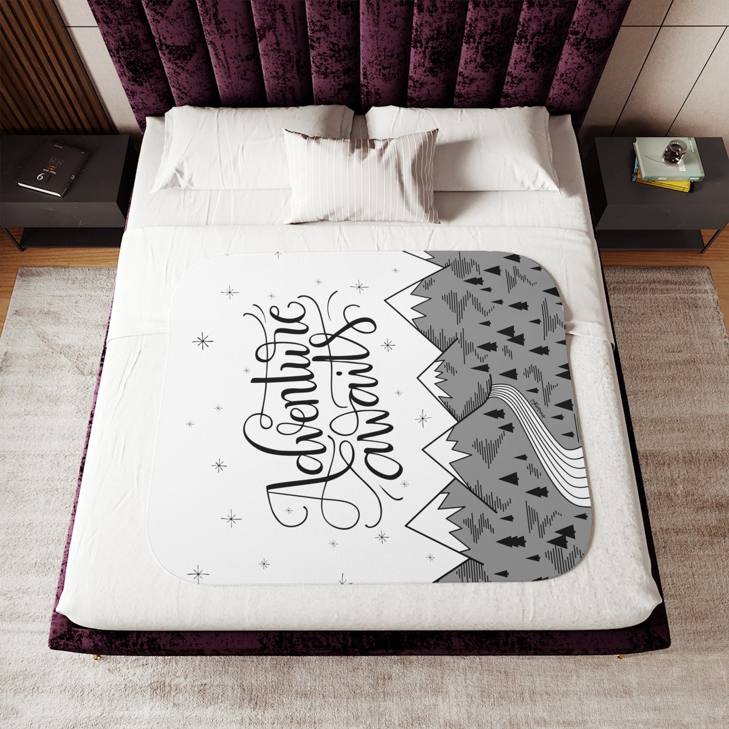 Adventure awaits mountains - Sherpa Blanket - howjoyfulshop