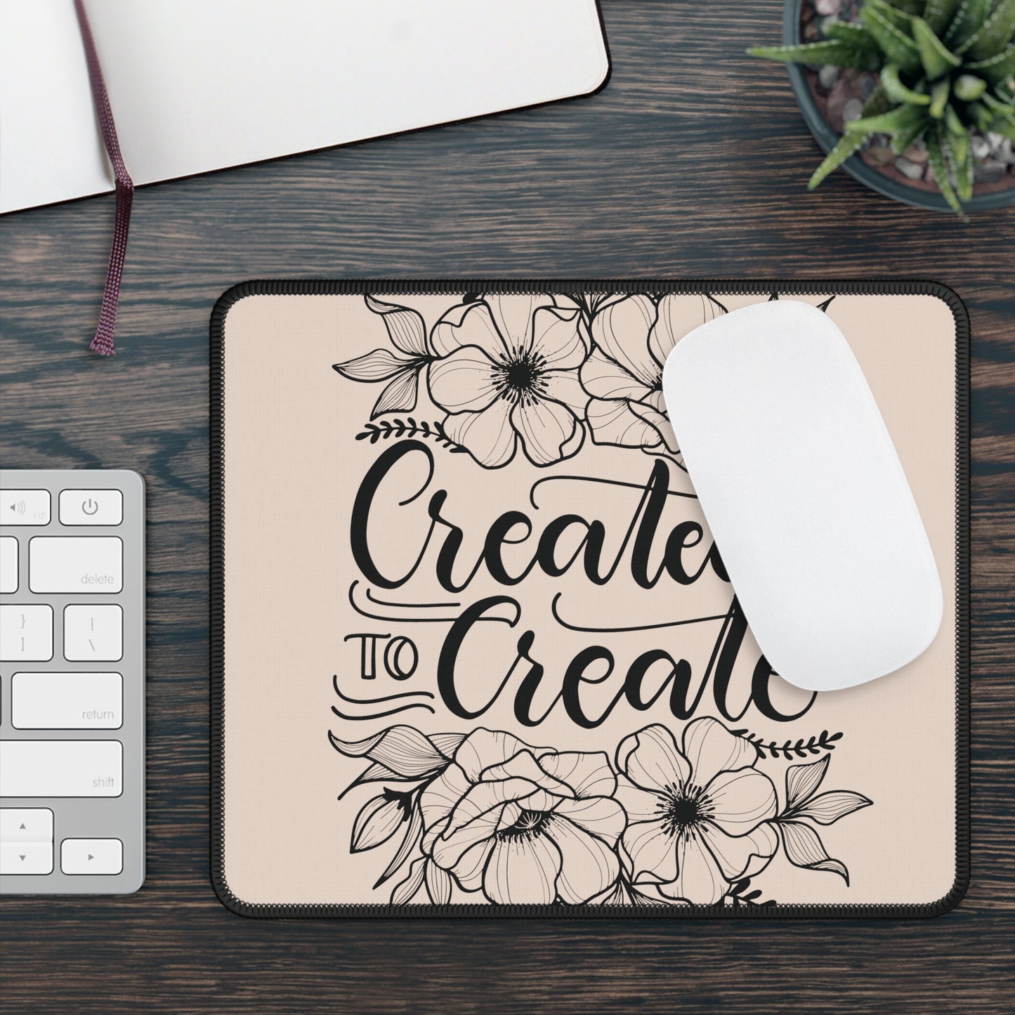 Created to Create - Tan Mousepad - howjoyfulshop