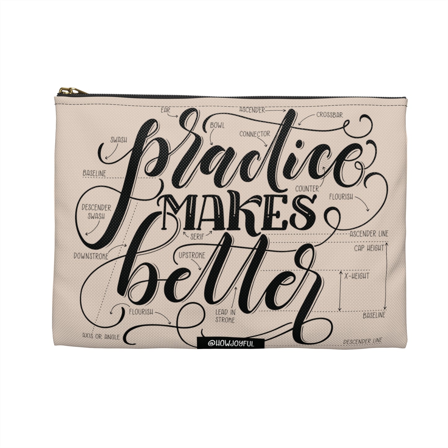 Practice makes better - Tan Zipped Pouch - howjoyfulshop