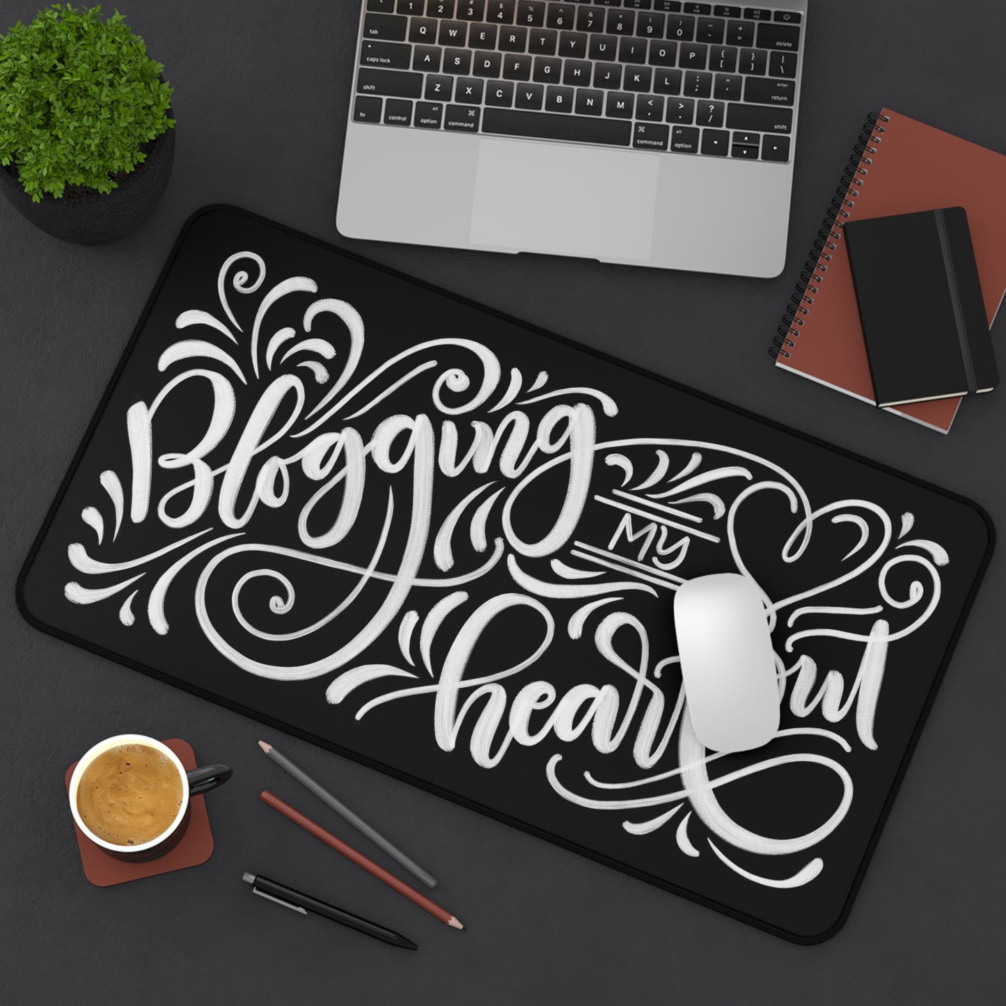 Blogging my heart out - Desk Mat - howjoyfulshop