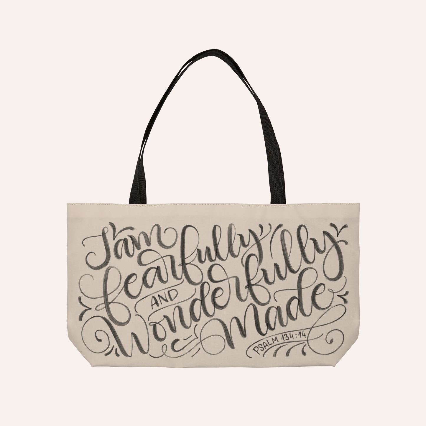 I am fearfully and wonderfully made - Tan Weekender Tote Bag - howjoyfulshop