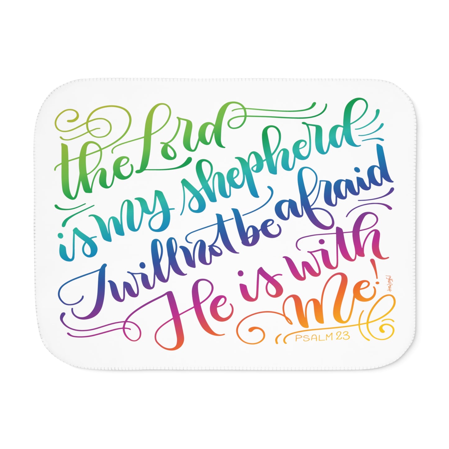 The lord is my shepherd - PSLAM 23 - Rainbow - Sherpa Blanket - howjoyfulshop