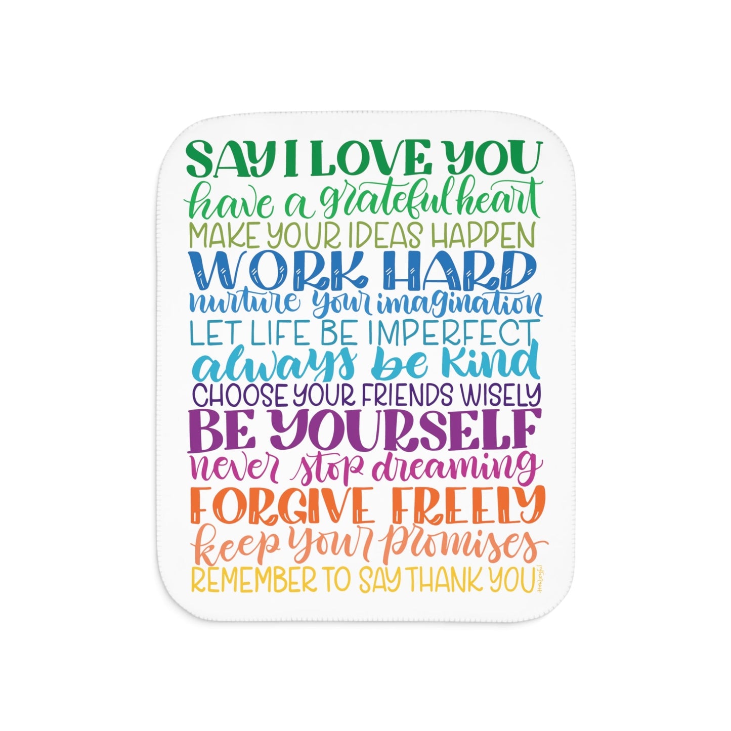 Rainbow Encouraging Family Rules - Sherpa Blanket - howjoyfulshop