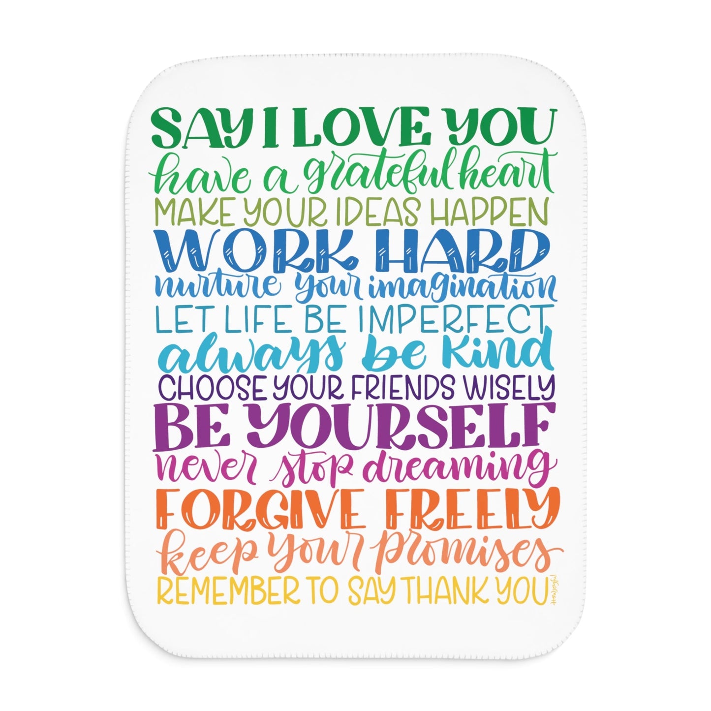 Rainbow Encouraging Family Rules - Sherpa Blanket - howjoyfulshop