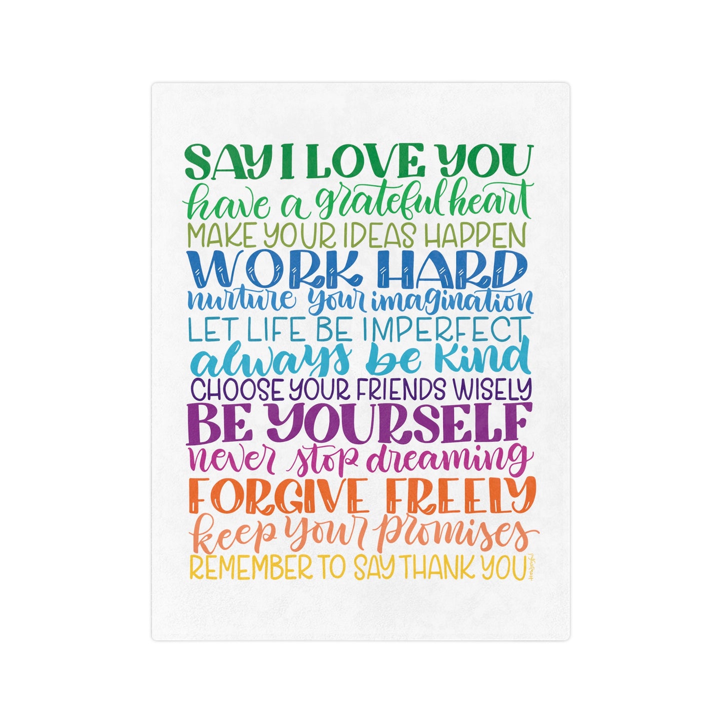 Rainbow Encouraging Family Rules - Velveteen Blanket - howjoyfulshop