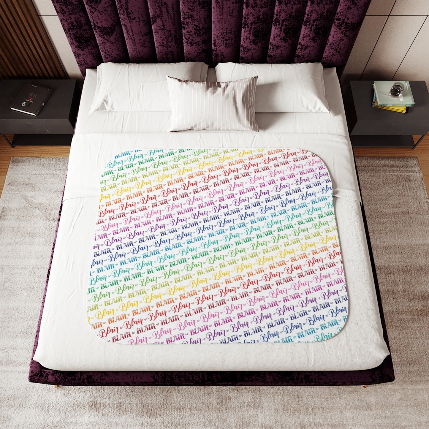 Personalized Lettered Rainbow Sherpa Blanket - howjoyfulshop