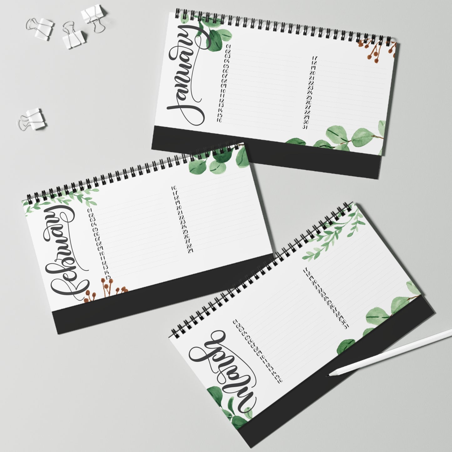 Perpetual Desk Calendar - Eucalyptus Greenery - howjoyfulshop