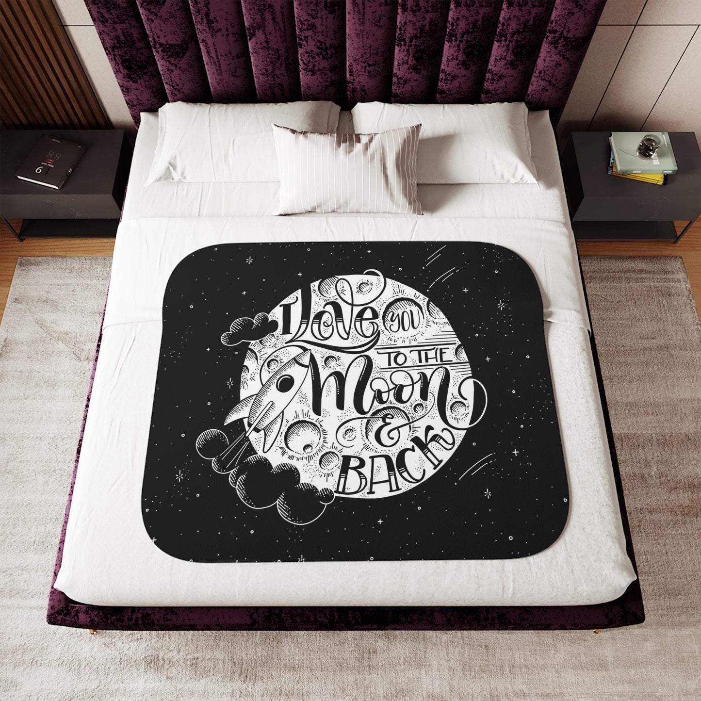 I love you to the moon and back - Sherpa Blanket - howjoyfulshop