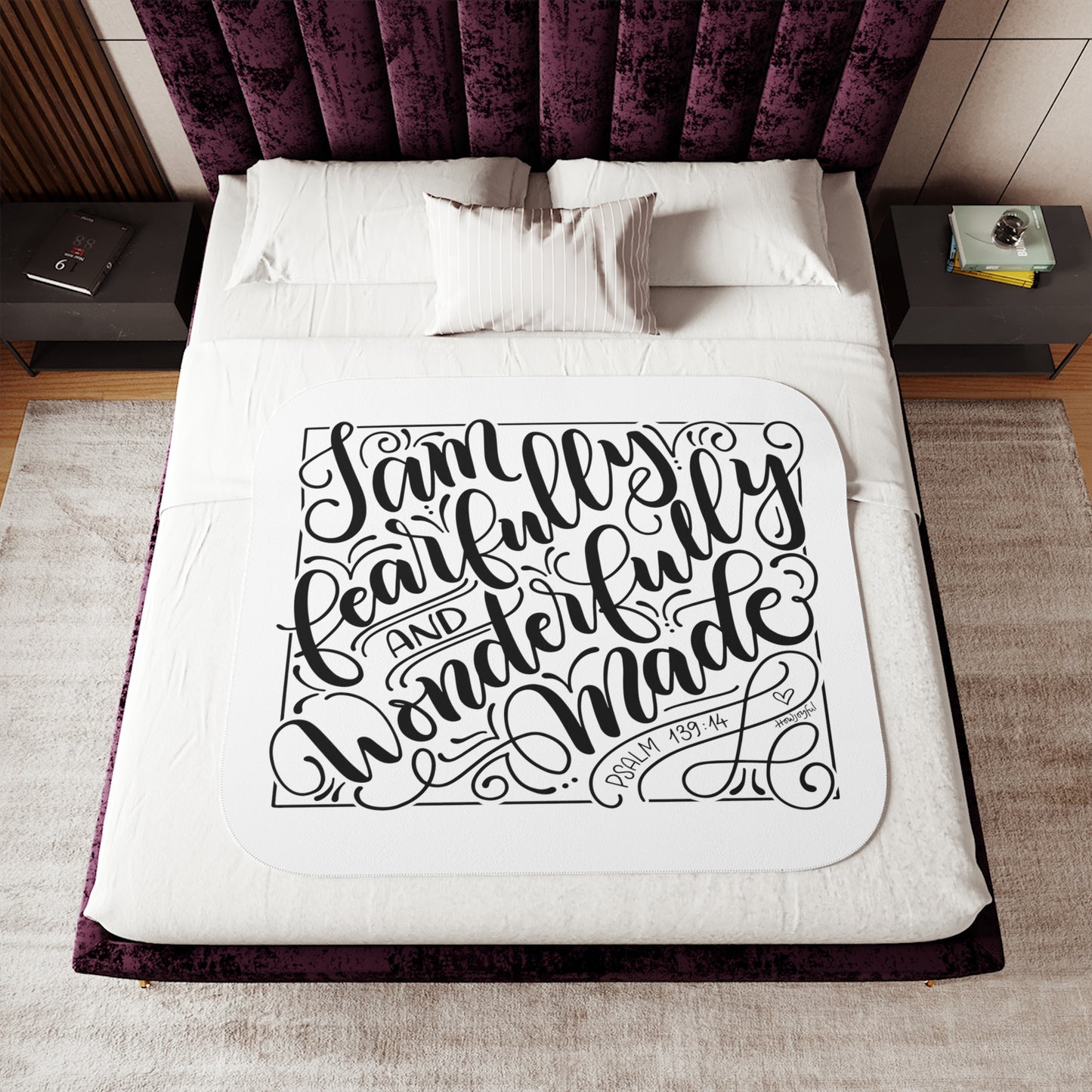 I am fearfully and wonderfully made - Psalm 139:14 - Sherpa Blanket - howjoyfulshop