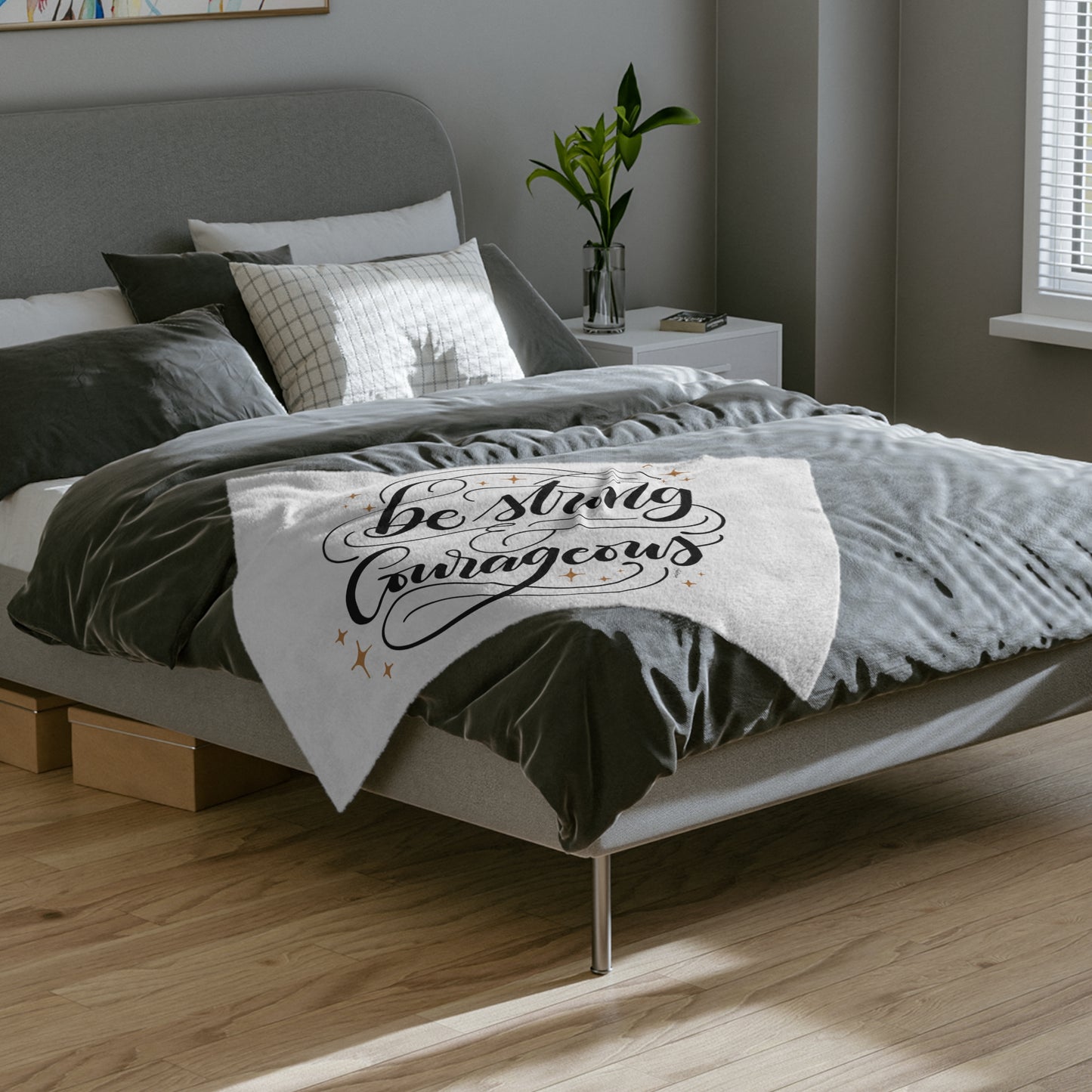 Be strong & courageous - Velveteen Blanket - howjoyfulshop