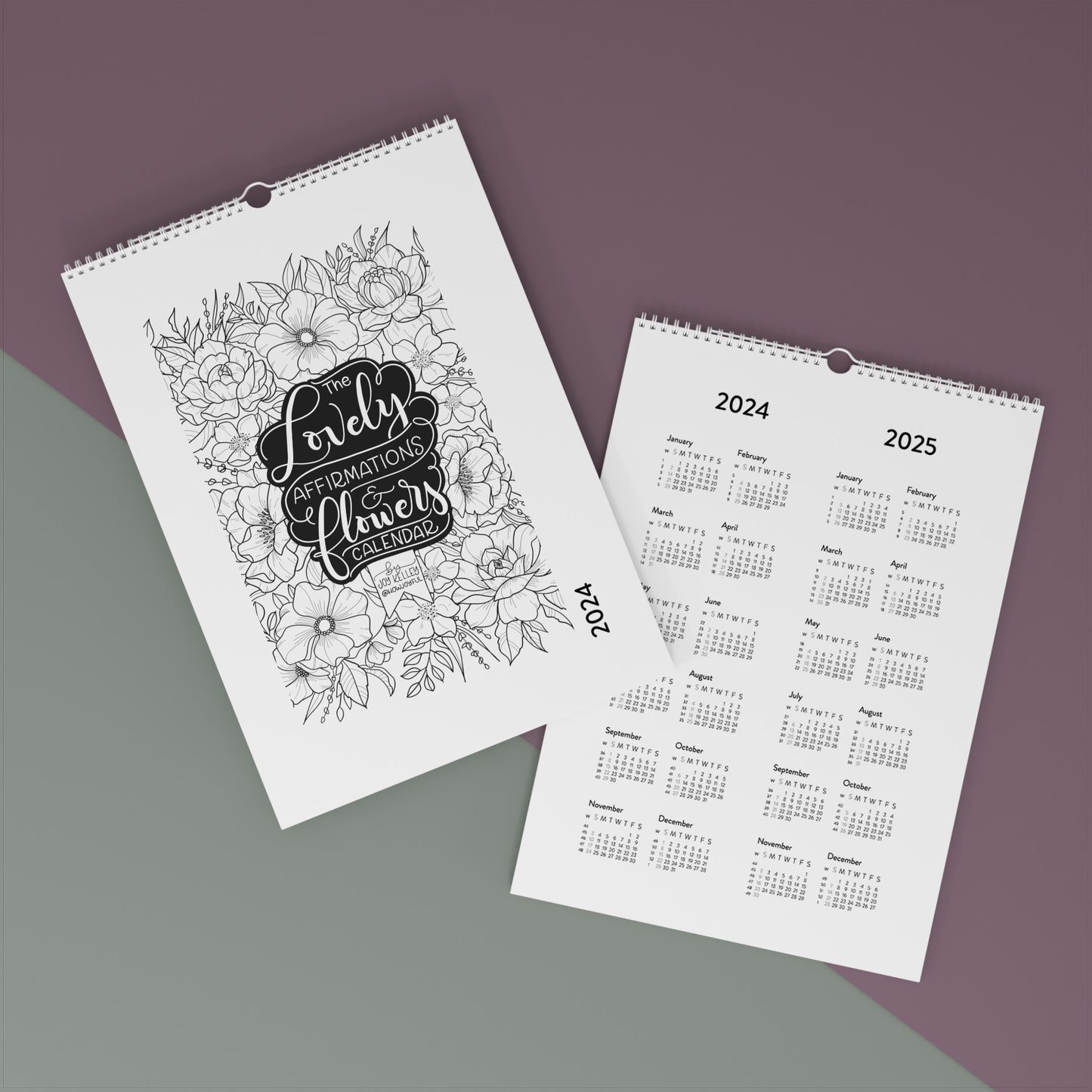 The Lovely Affirmations & Flowers Wall Calendar (2024) - howjoyfulshop