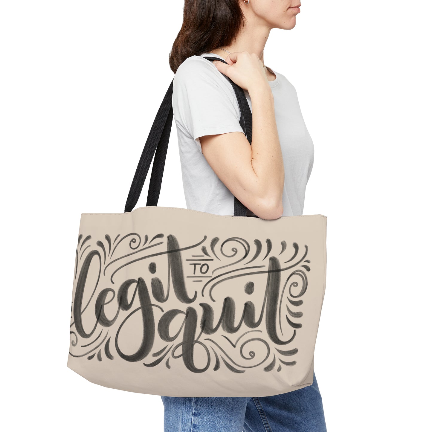 Too legit to quit - Tan Weekender Tote Bag - howjoyfulshop