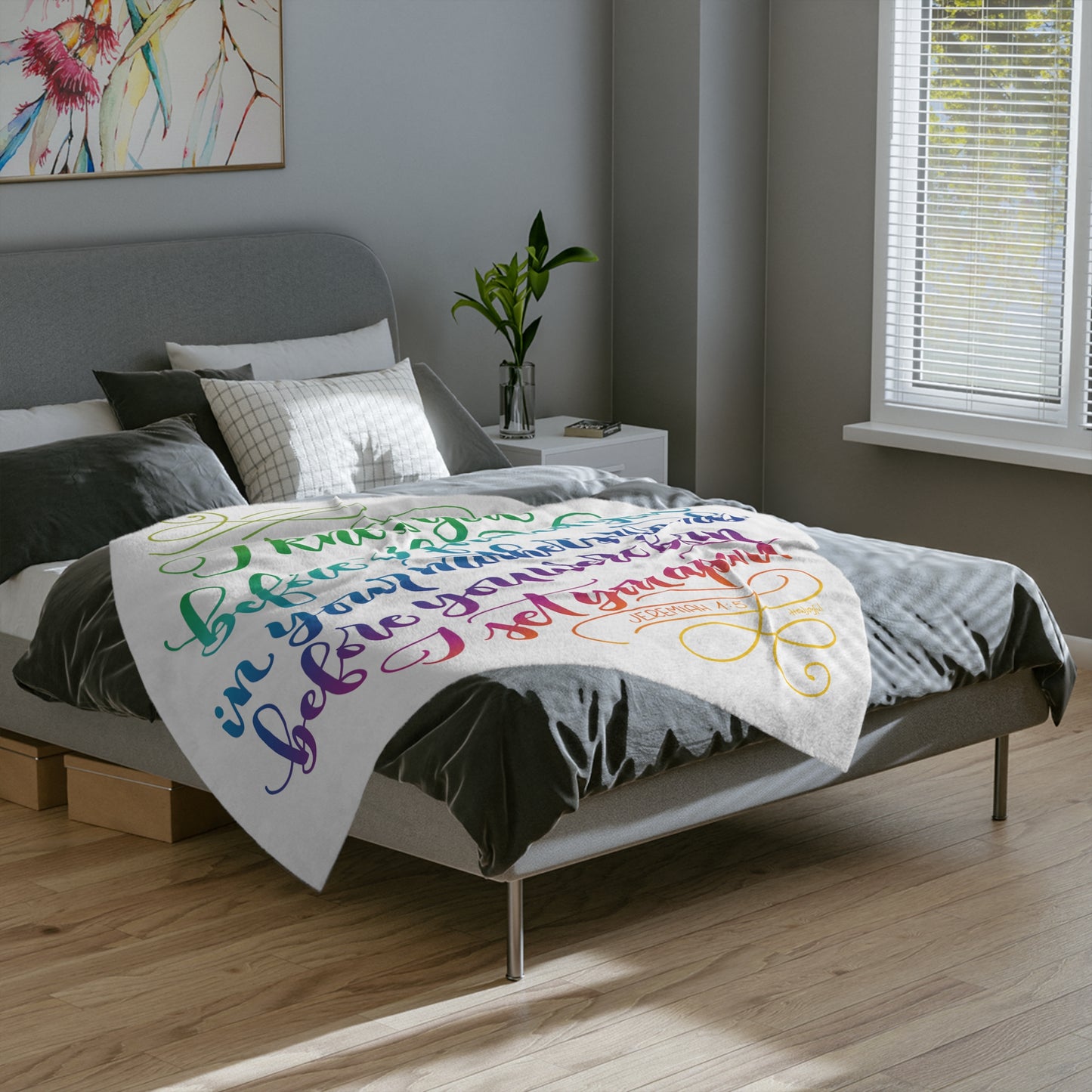 I knew you before I formed you - Jeremiah 1:5 - Rainbow Velveteen Blanket - howjoyfulshop