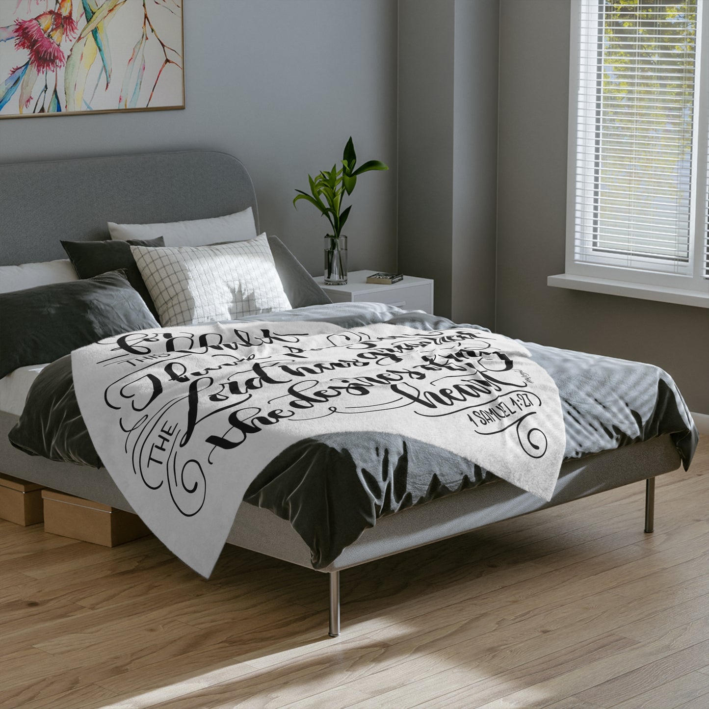 For this Child I have prayed - Velveteen Blanket - howjoyfulshop