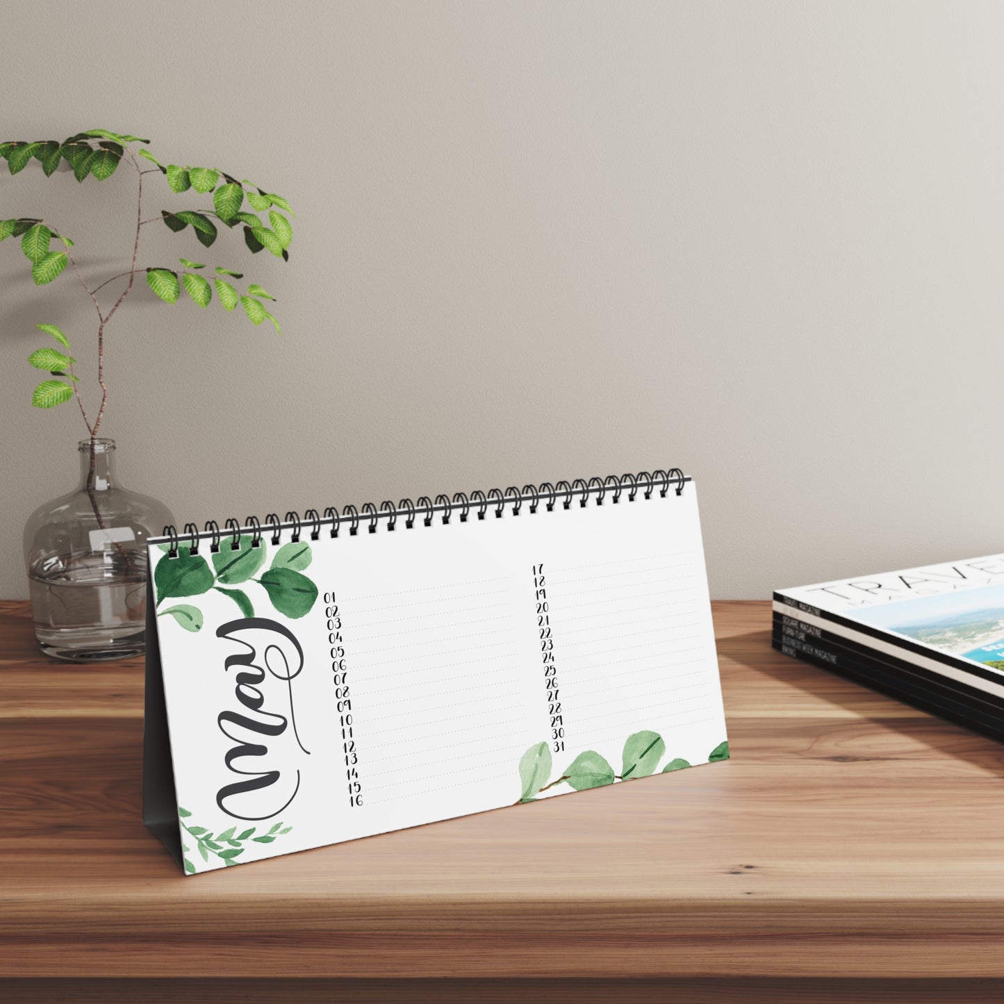 Perpetual Desk Calendar - Eucalyptus Greenery - howjoyfulshop