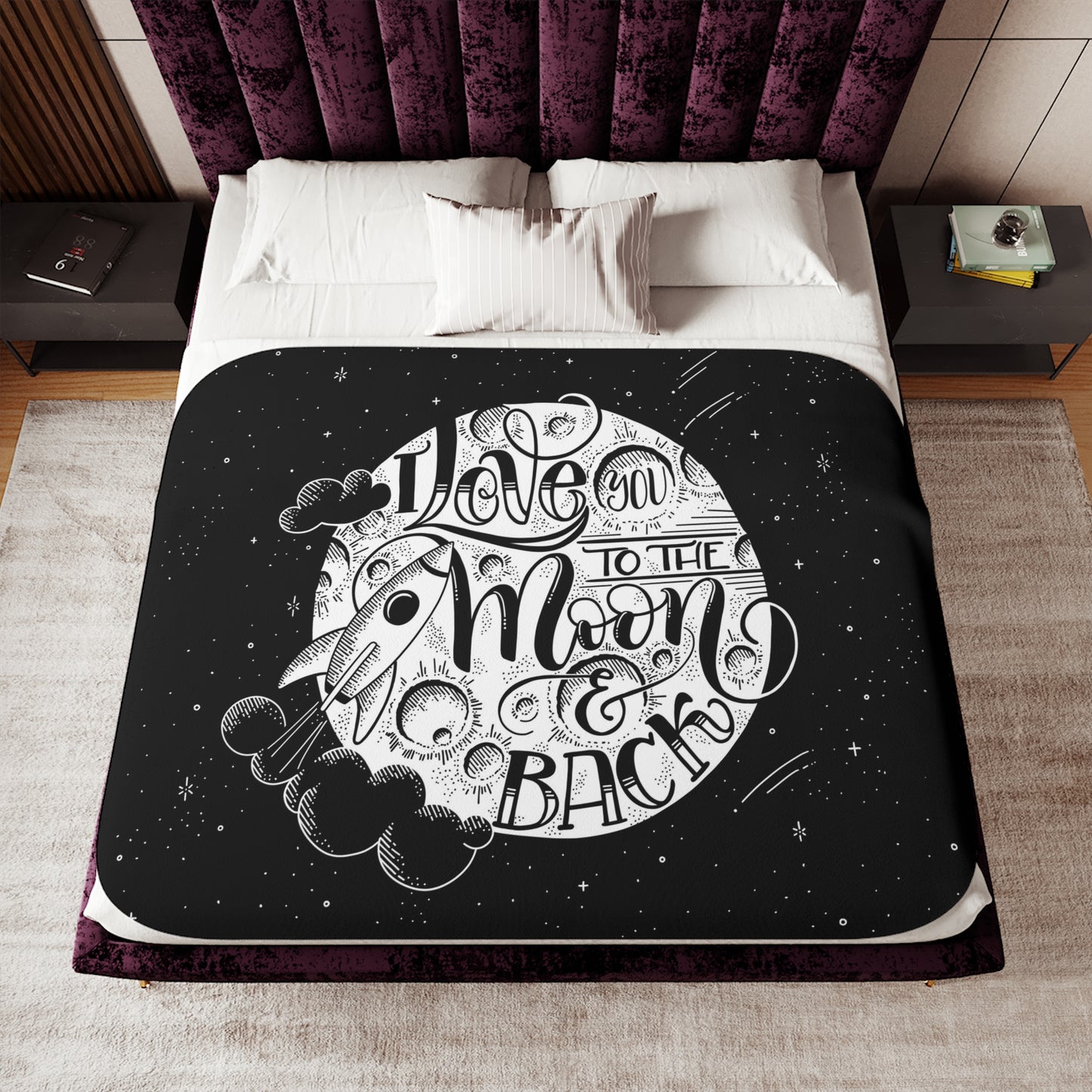 I love you to the moon and back - Sherpa Blanket - howjoyfulshop