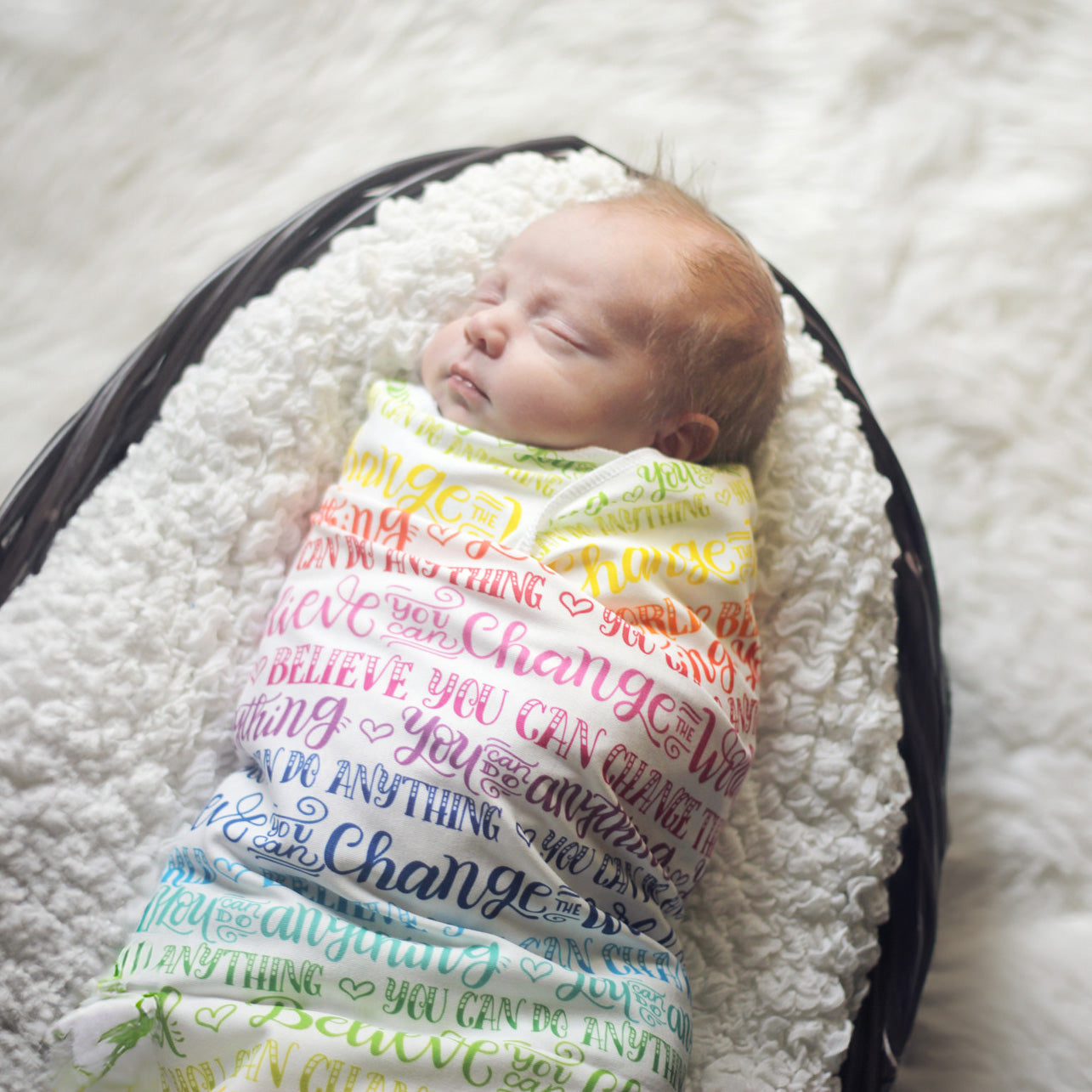 Believe you can change the world - Rainbow Lightweight Swaddle - howjoyfulshop
