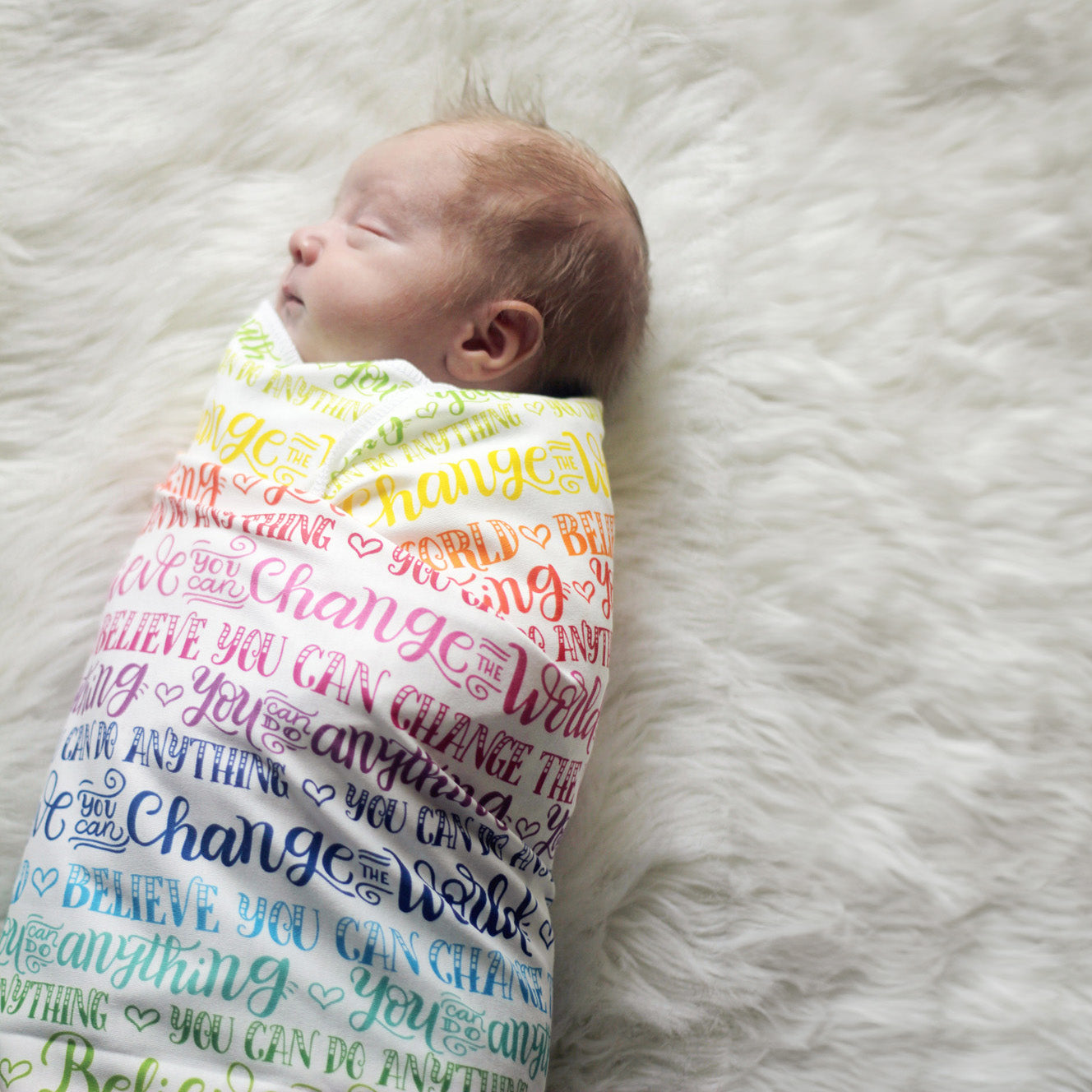 Believe you can change the world - Rainbow Lightweight Swaddle - howjoyfulshop