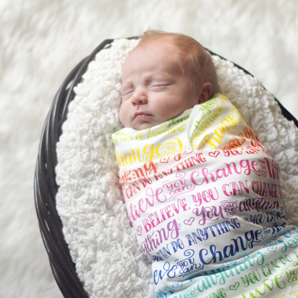 Believe you can change the world - Rainbow Lightweight Swaddle - howjoyfulshop