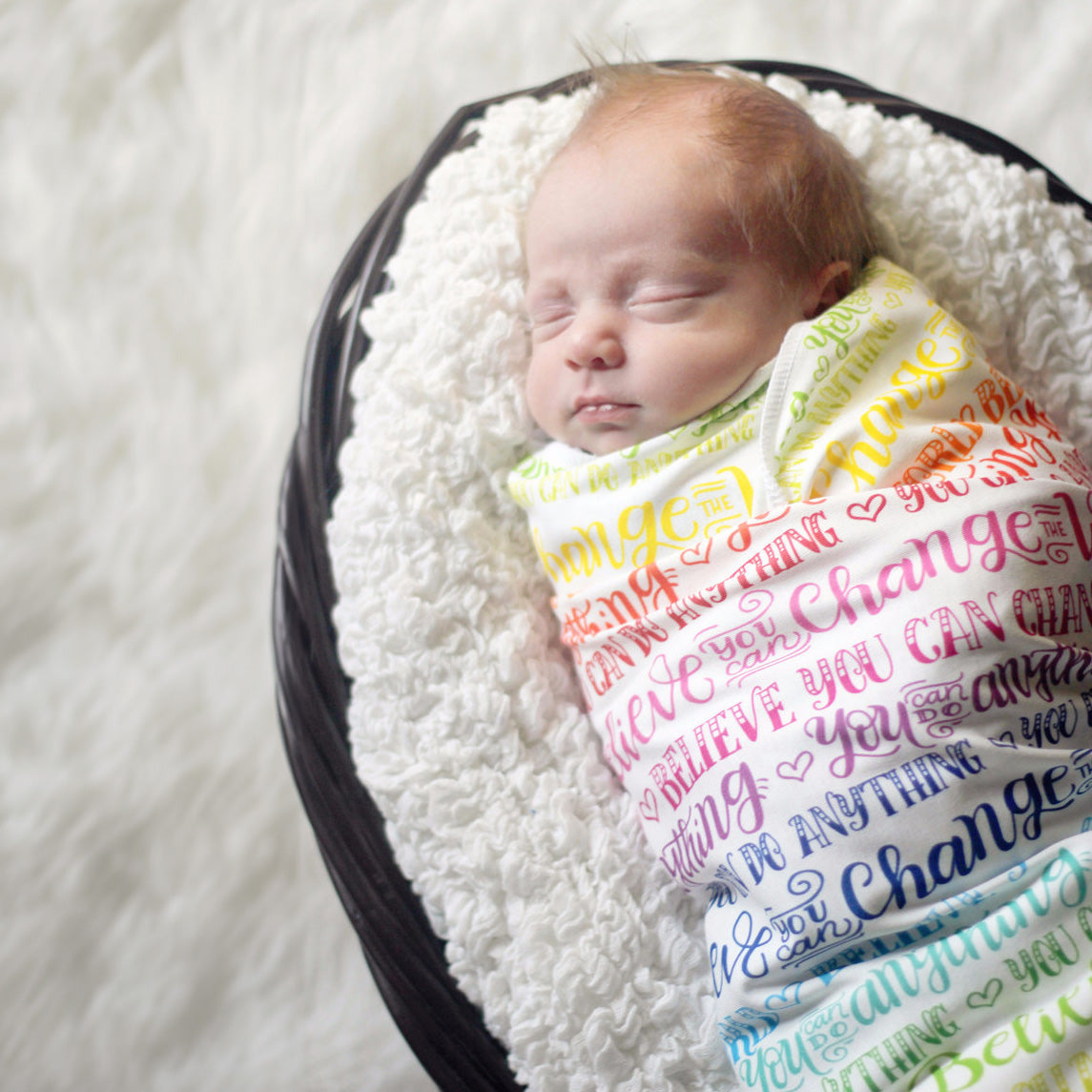 Believe you can change the world - Rainbow Lightweight Swaddle - howjoyfulshop