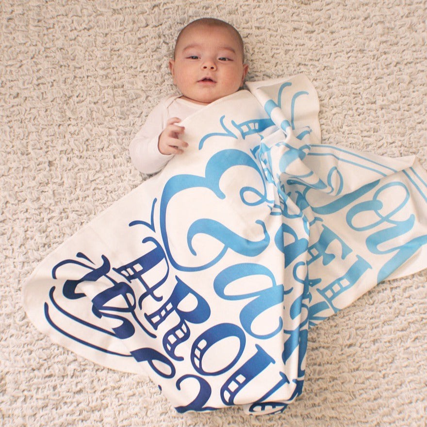 I love you a bushel & a peck - Blue Lightweight Swaddle - howjoyfulshop