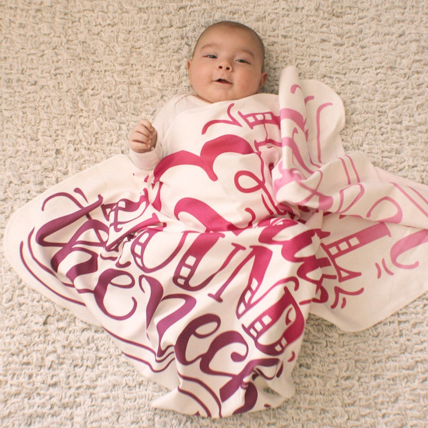 I love you a bushel & a peck - Pink Lightweight Swaddle - howjoyfulshop