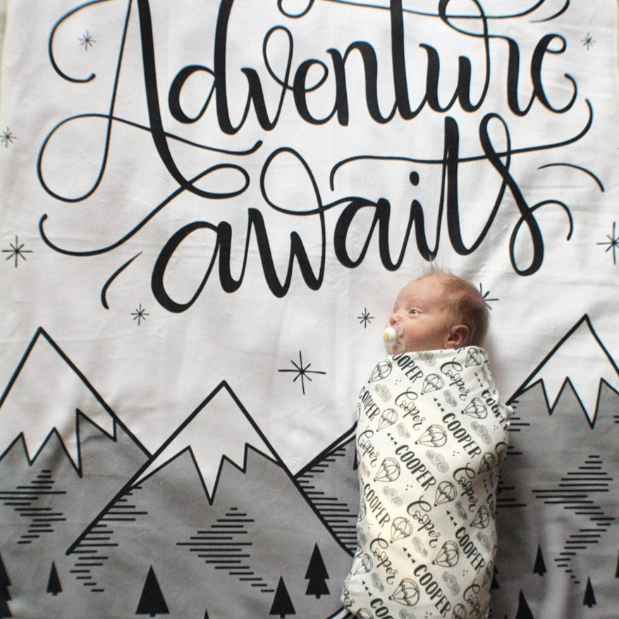 Adventure awaits mountains - Velveteen Blanket - howjoyfulshop