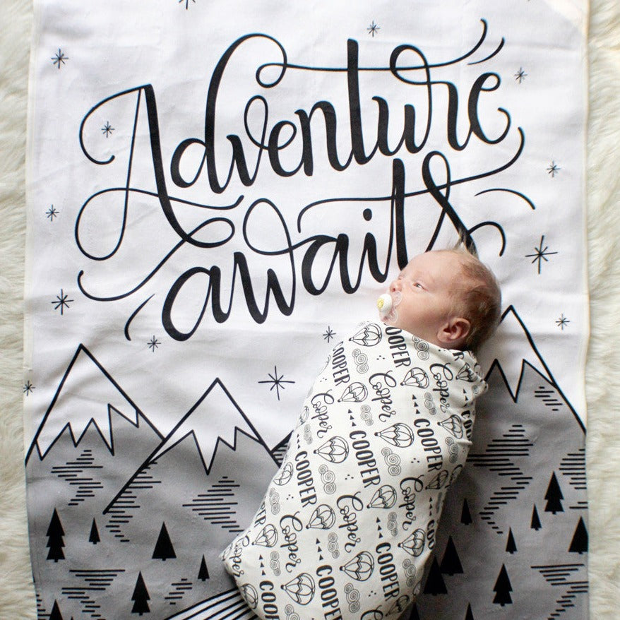 Adventure awaits mountains - Velveteen Blanket - howjoyfulshop