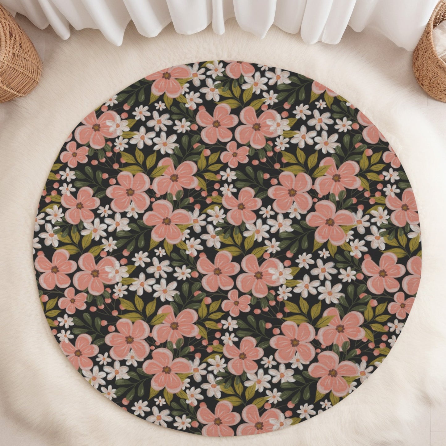 Pink Wildflower Area Rug - howjoyfulshop